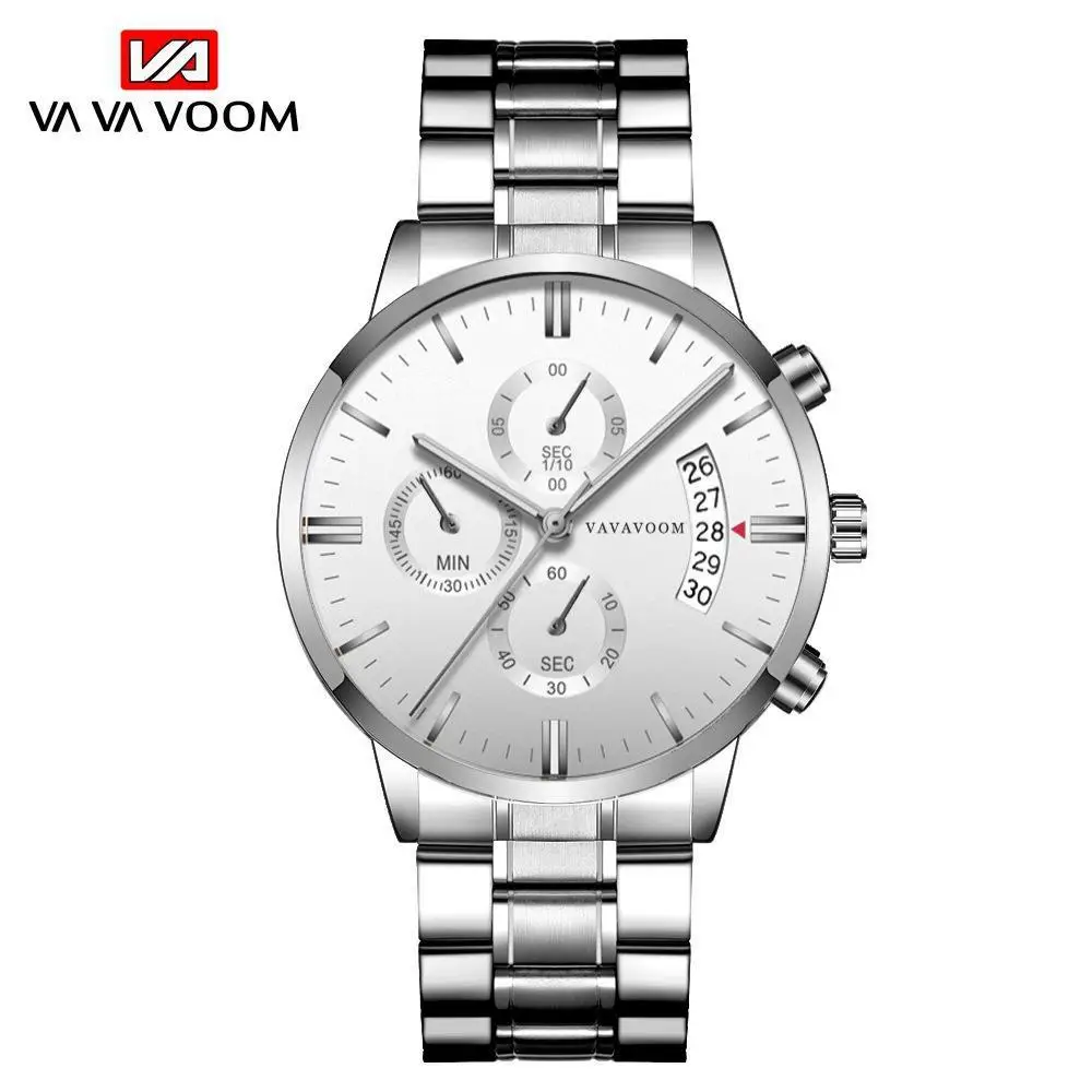 Men's Black Stainless Steel Calendar Quartz Watch - Image 4