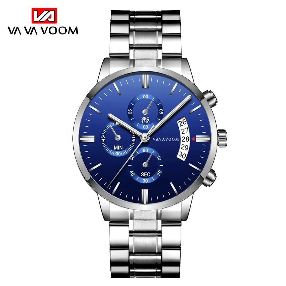 Men's Black Stainless Steel Calendar Quartz Watch - Image 5