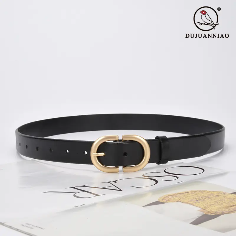 Brown Vintage Women's Leather Belt with Gold Buckle - Image 8