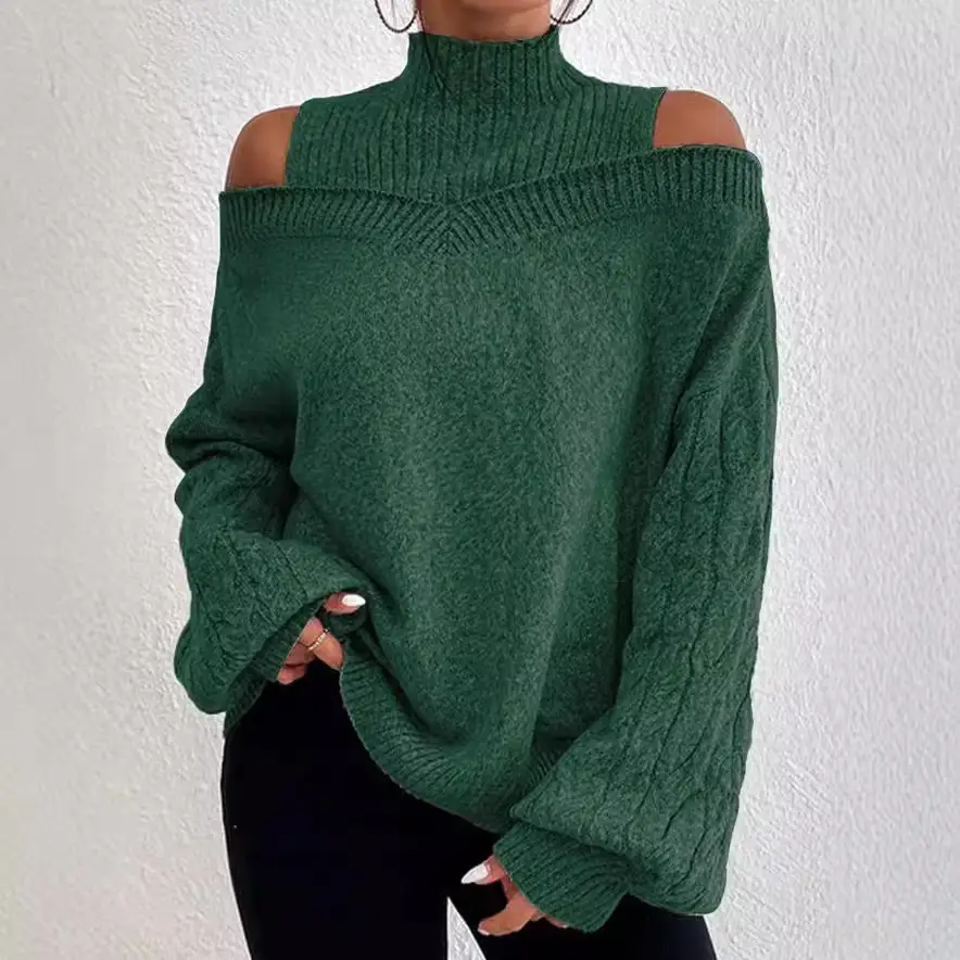 Women's Grey Cold Shoulder Sweater Large Medium