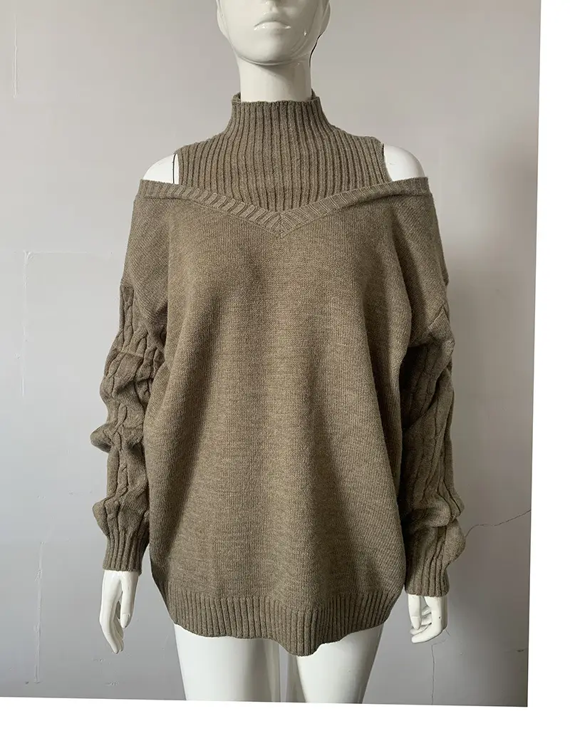 Women's Grey Cold Shoulder Sweater Large Medium — feature 10