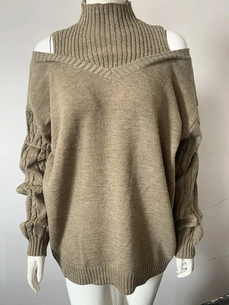 Women's Grey Cold Shoulder Sweater Large Medium — feature 11