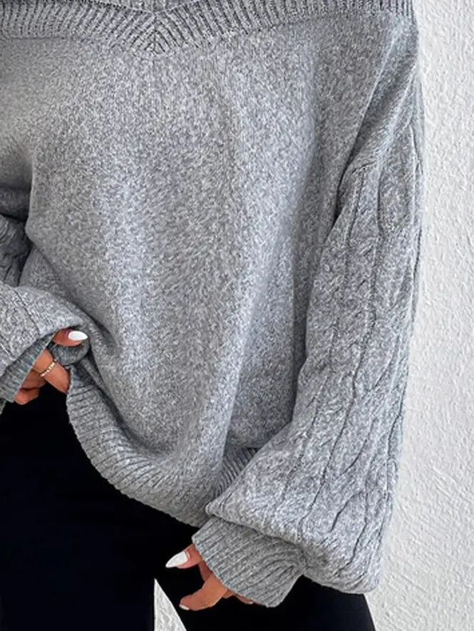 Women's Grey Cold Shoulder Sweater Large Medium — feature 18