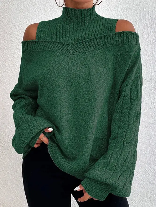 Women's Grey Cold Shoulder Sweater Large Medium — feature 19
