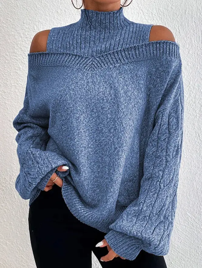 Women's Grey Cold Shoulder Sweater Large Medium — feature 20