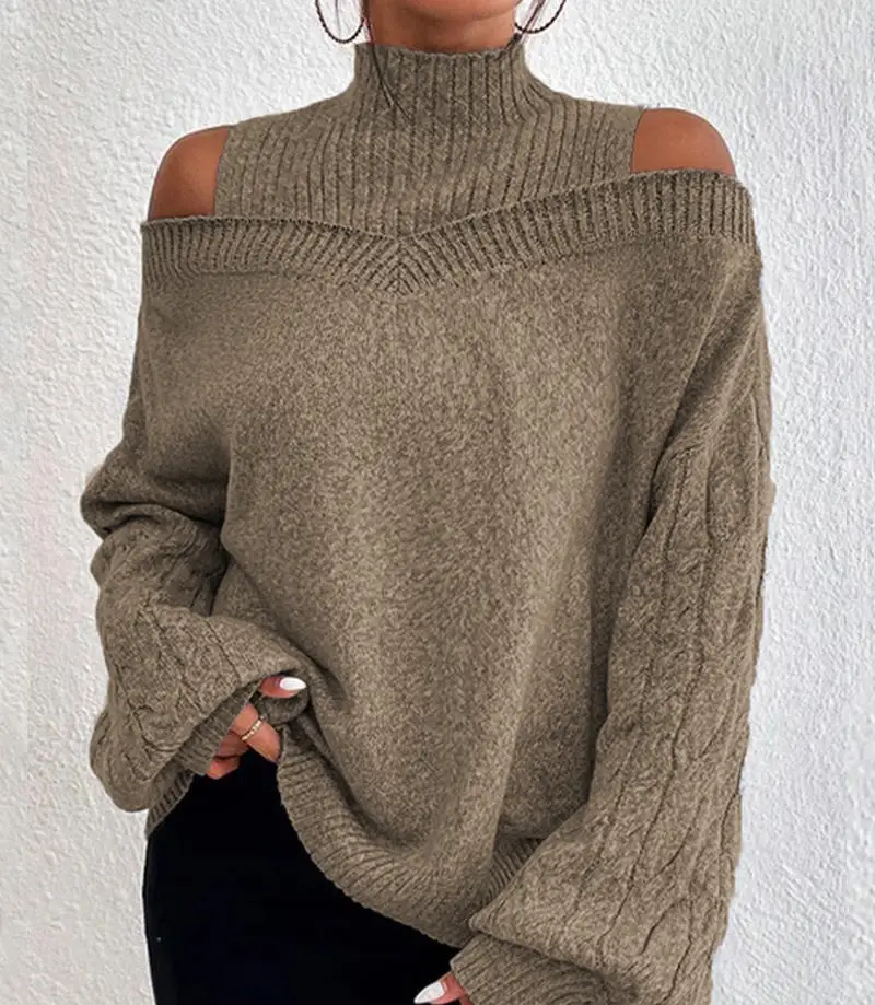 Women's Grey Cold Shoulder Sweater Large Medium — feature 21