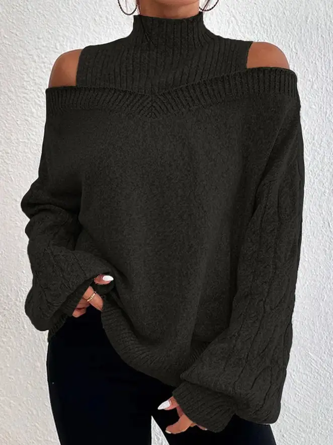 Women's Grey Cold Shoulder Sweater Large Medium — feature 23