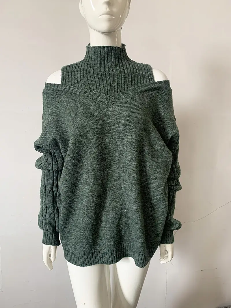 Women's Grey Cold Shoulder Sweater Large Medium