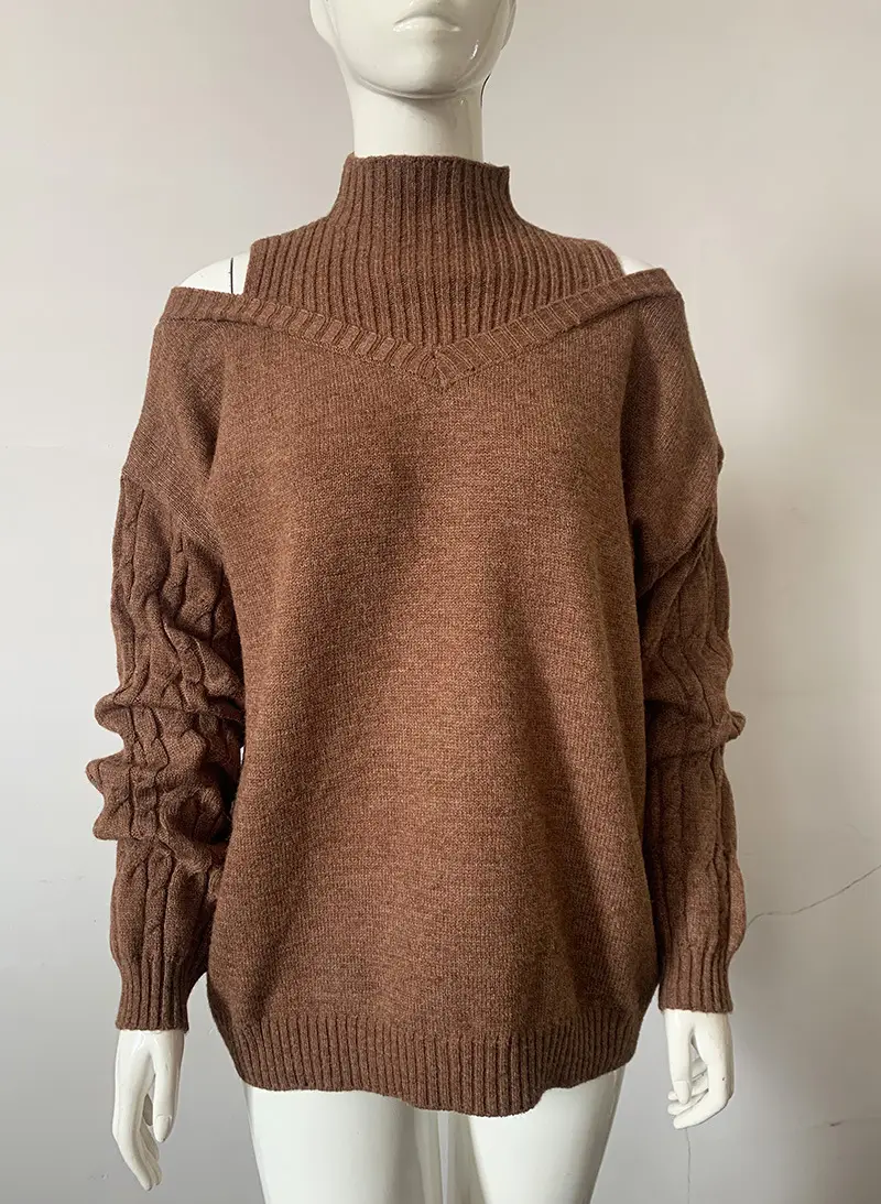 Women's Grey Cold Shoulder Sweater Large Medium