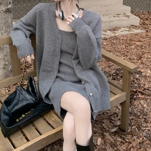 Women Loose Retro Knit Sweater Purple Winter — feature 10