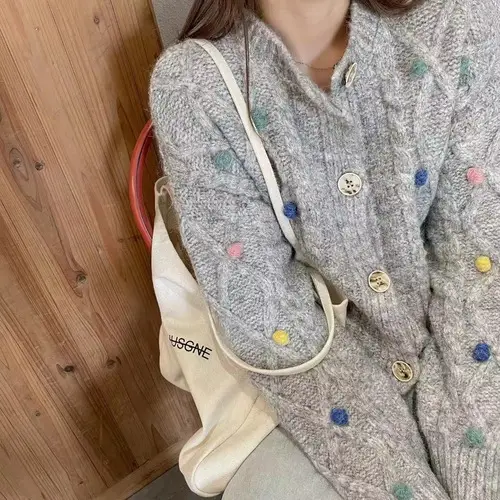 Women Loose Retro Knit Sweater Purple Winter — feature 16
