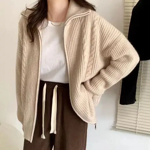 Women Loose Retro Knit Sweater Purple Winter — feature 22