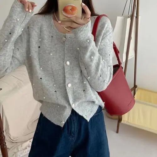 Women Loose Retro Knit Sweater Purple Winter — feature 4