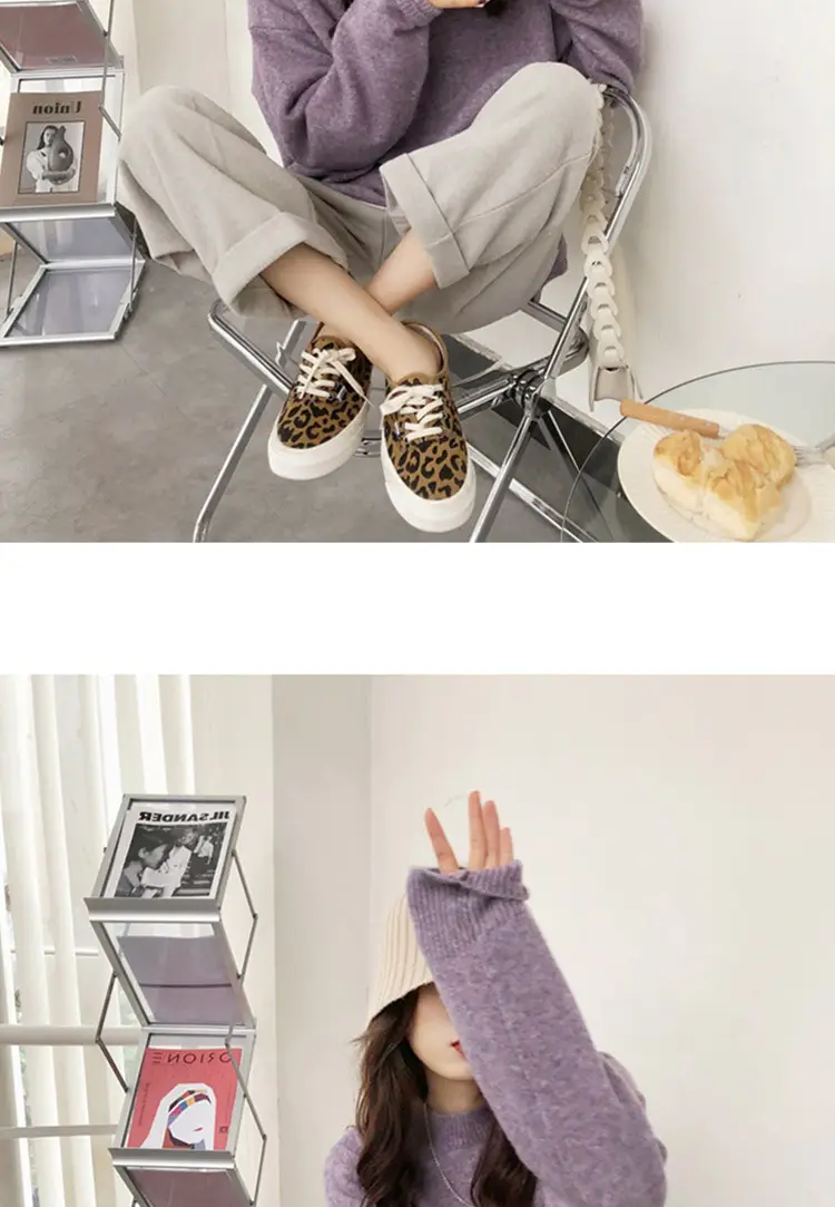 Women Loose Retro Knit Sweater Purple Winter — feature 45