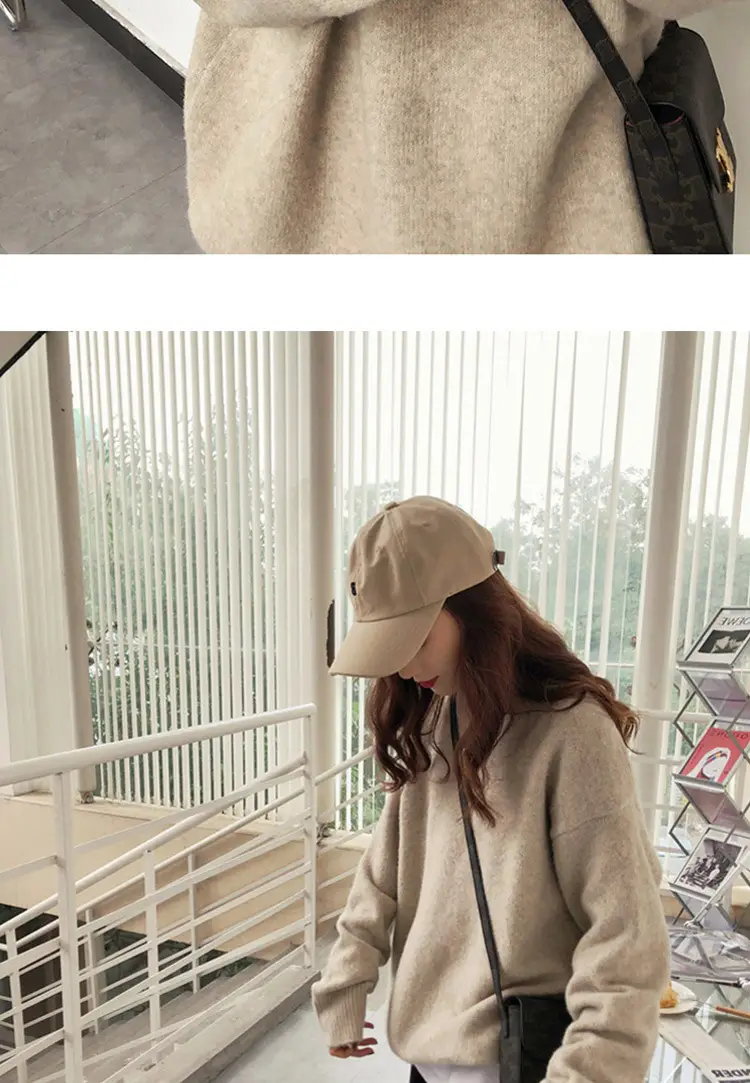 Women Loose Retro Knit Sweater Purple Winter — feature 47