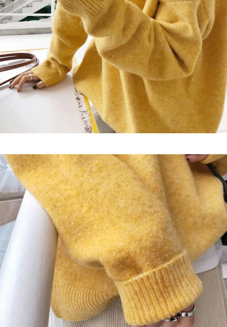 Women Loose Retro Knit Sweater Purple Winter — feature 51