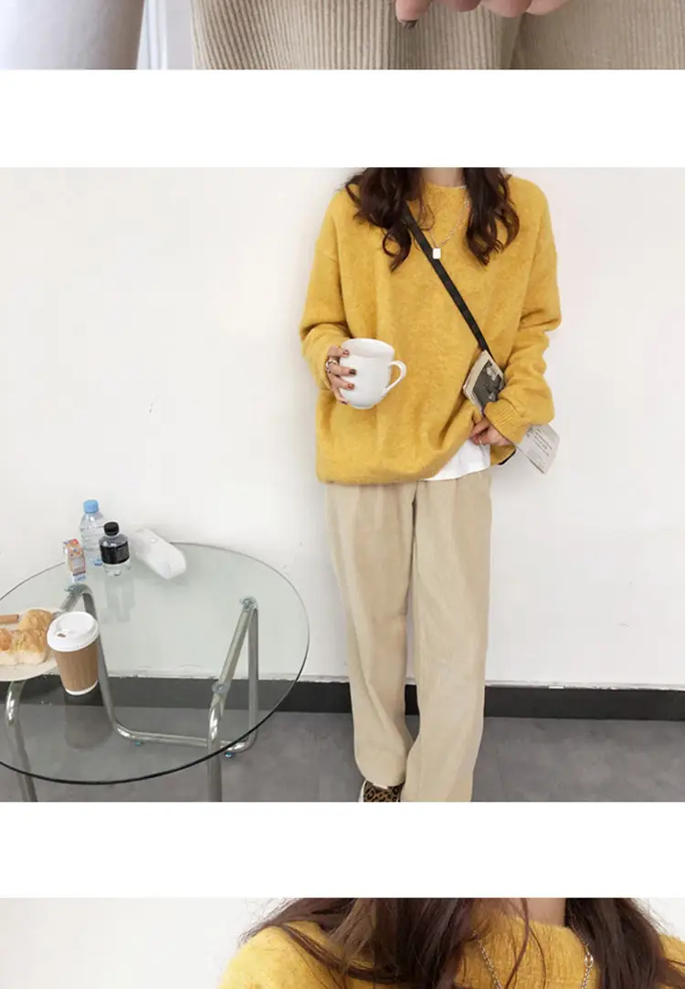 Women Loose Retro Knit Sweater Purple Winter — feature 52
