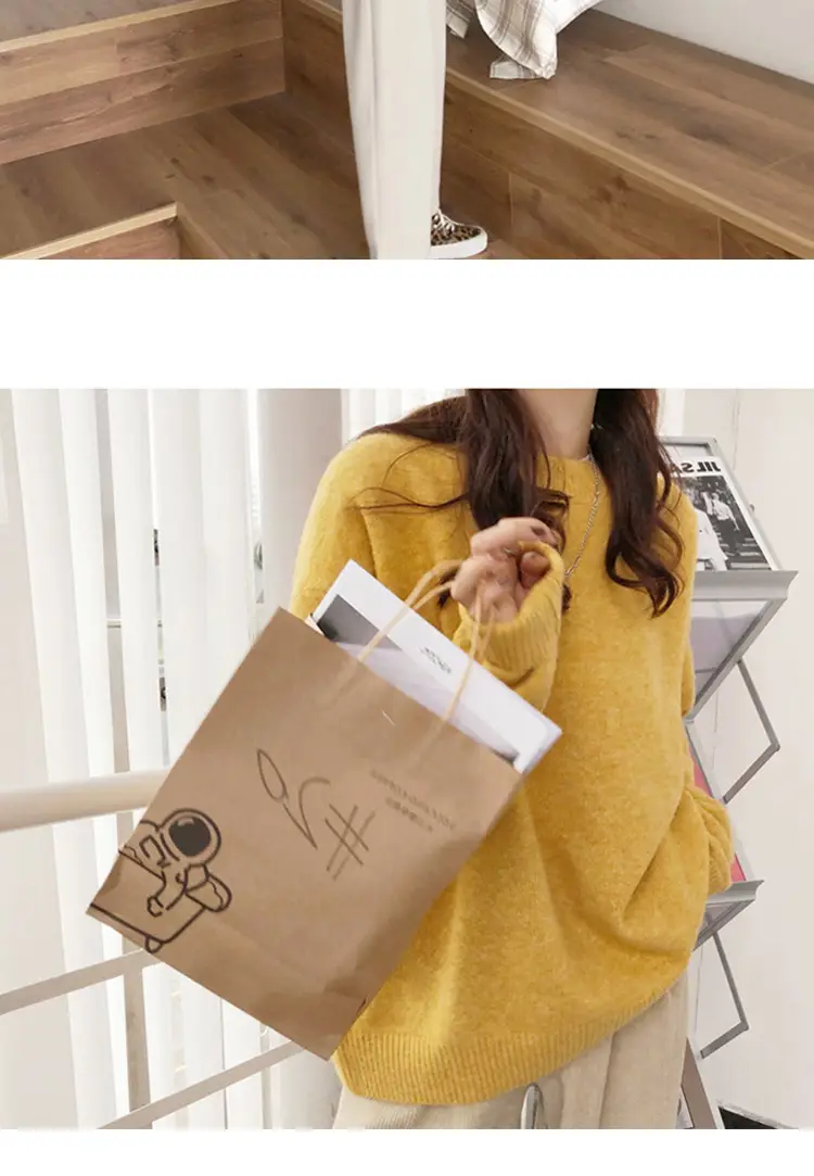 Women Loose Retro Knit Sweater Purple Winter — feature 56