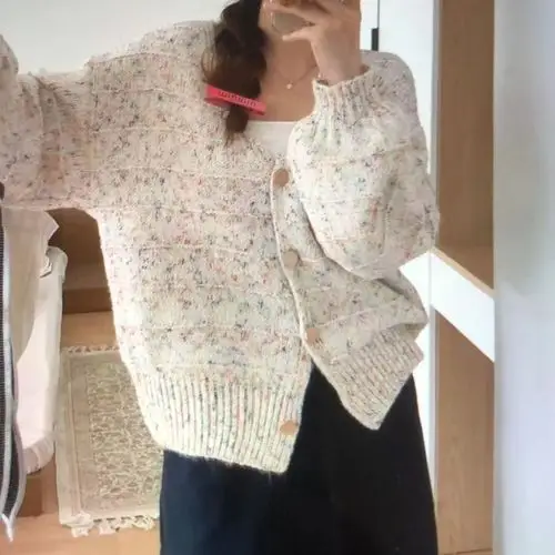 Women Loose Retro Knit Sweater Purple Winter — feature 8