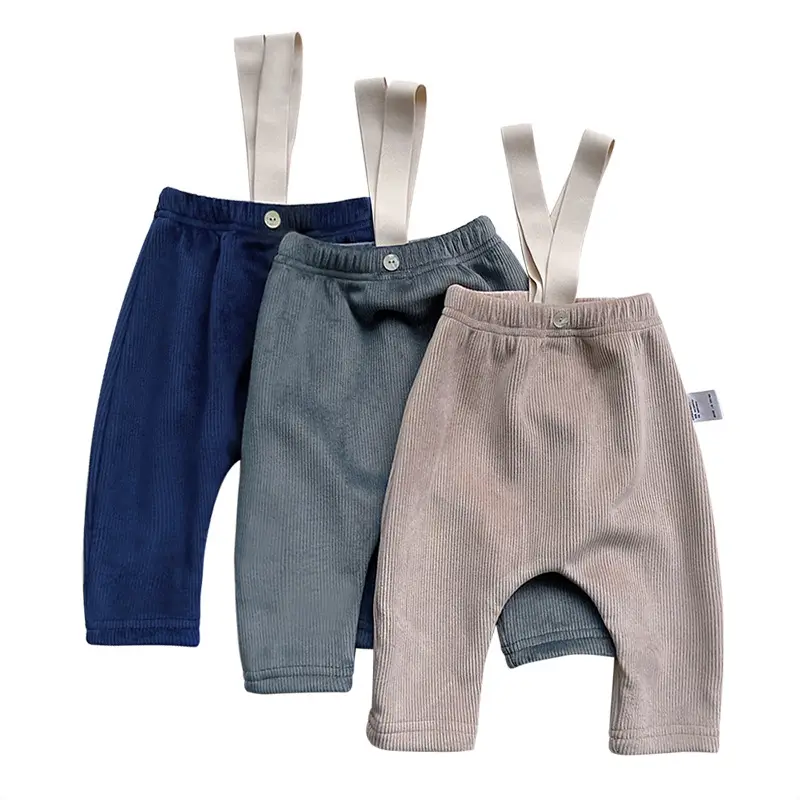 Baby Fleece Suspenders Winter Pants Beige Korean - Image 10