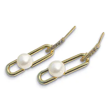 Pearl Earrings Gold Plated Cold Style Women - Image 6