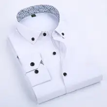 Men's White Long Sleeve Shirt Large Business Wear — feature 3