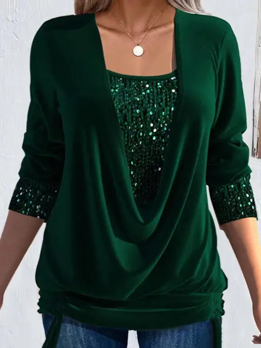 2023 Long-sleeve Beaded Women's Purple Top Large - Image 4