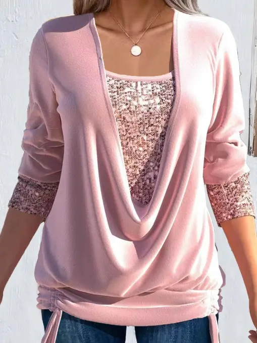 2023 Long-sleeve Beaded Women's Purple Top Large - Image 2