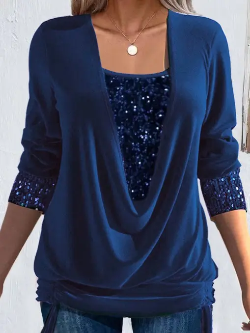 2023 Long-sleeve Beaded Women's Purple Top Large - Image 9