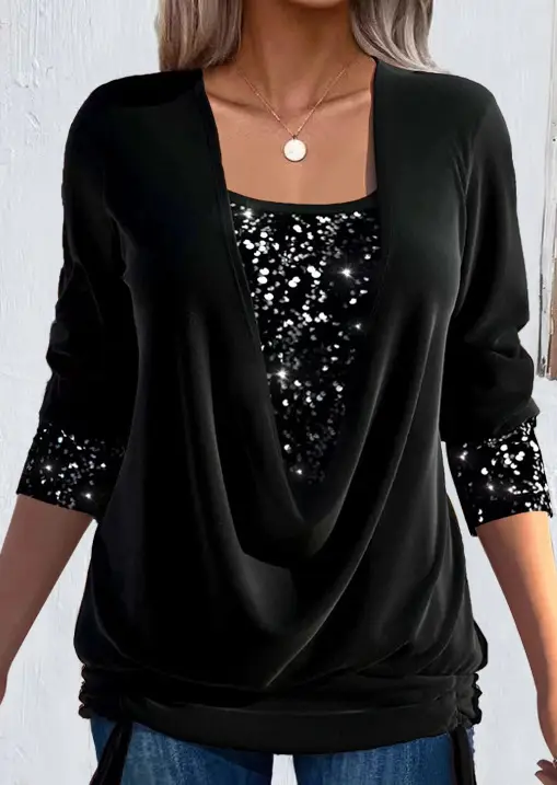 2023 Long-sleeve Beaded Women's Purple Top Large — feature 11
