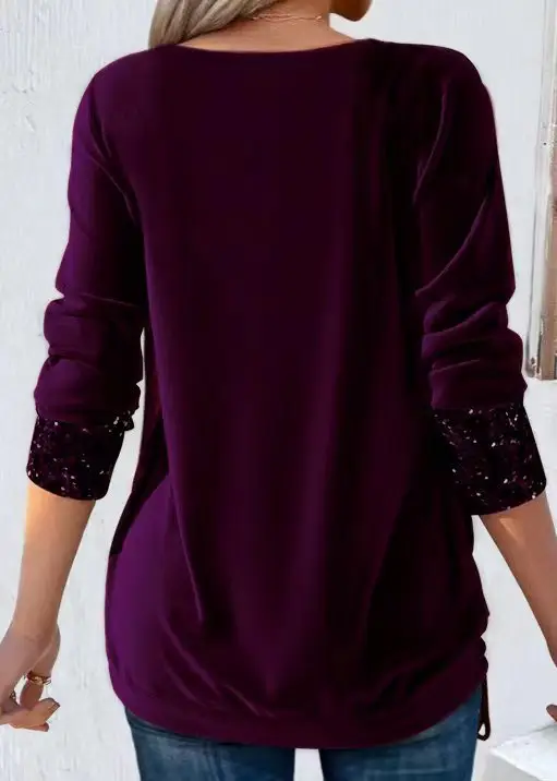 2023 Long-sleeve Beaded Women's Purple Top Large — feature 17