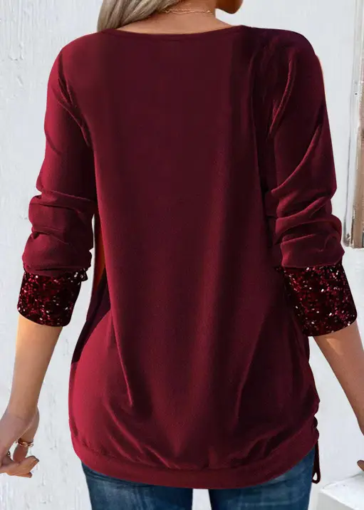 2023 Long-sleeve Beaded Women's Purple Top Large — feature 4