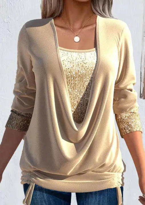 2023 Long-sleeve Beaded Women's Purple Top Large — feature 5