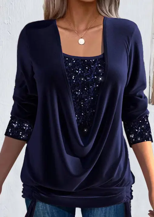 2023 Long-sleeve Beaded Women's Purple Top Large - Image 8
