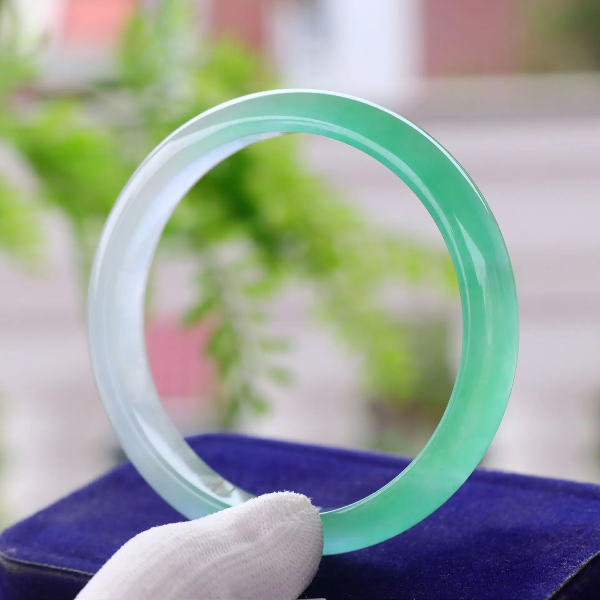 Burmese Jade Floating Flower Bracelet Green - Image 5