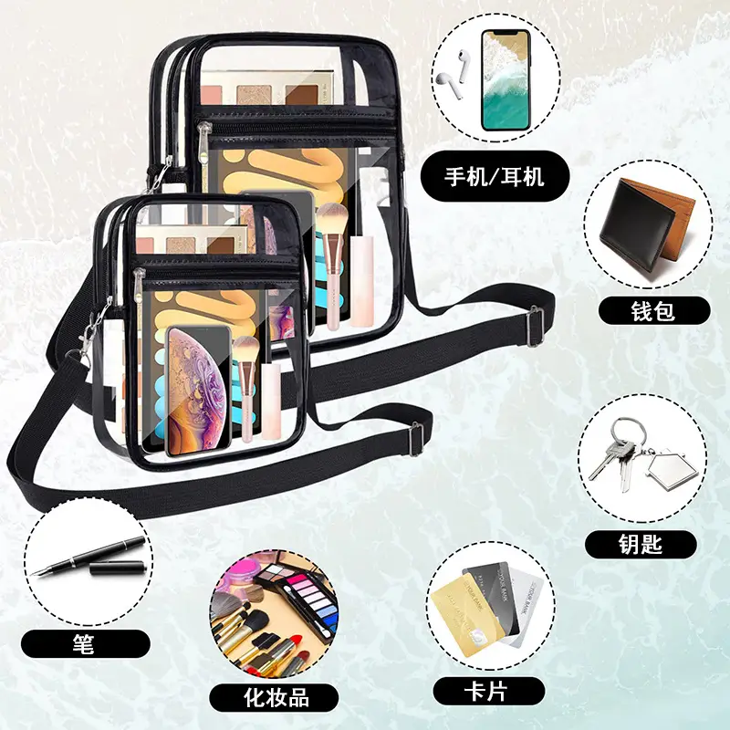 Transparent Crossbody Bag for Men Women with Zipper Adjustable - Image 9