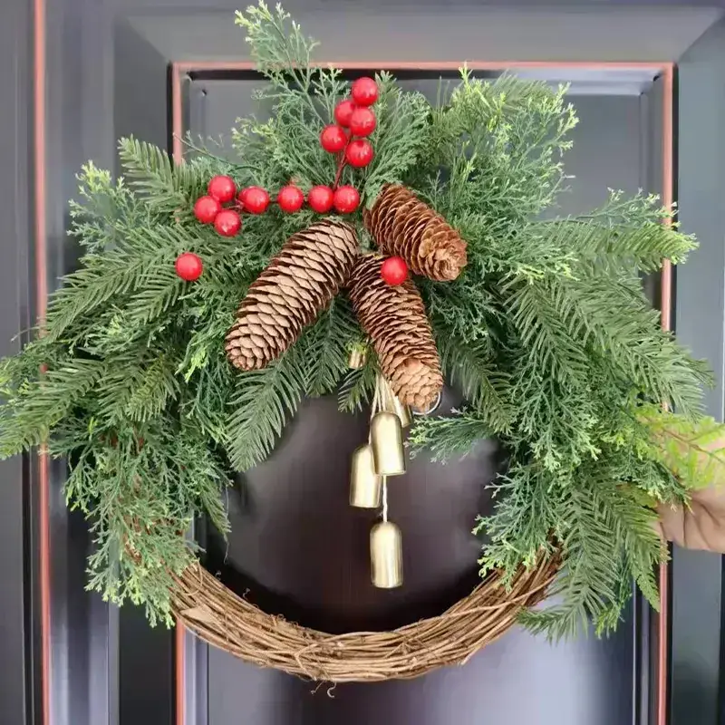 Super Factory Christmas Christmas Wreath Farmhouse Bohemian Wreath Bell Wreath Door Hanging - Image 7