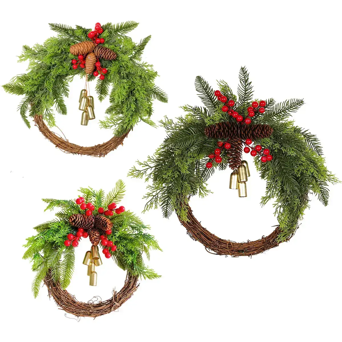 Super Factory Christmas Christmas Wreath Farmhouse Bohemian Wreath Bell Wreath Door Hanging - Image 8