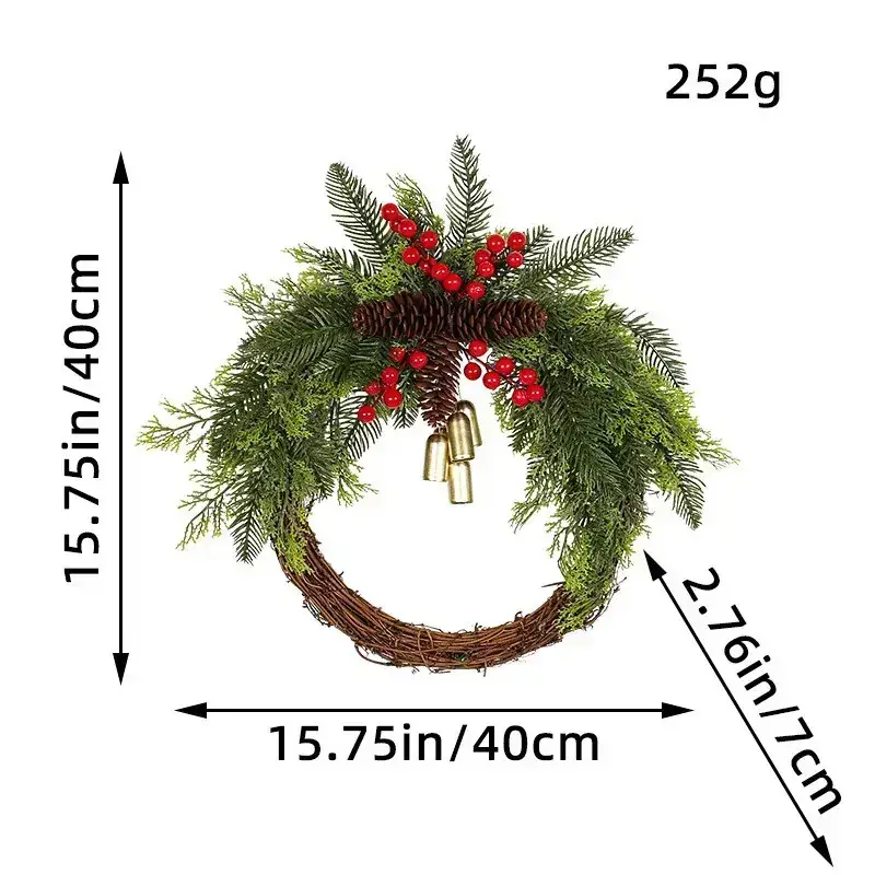Super Factory Christmas Christmas Wreath Farmhouse Bohemian Wreath Bell Wreath Door Hanging - Image 3