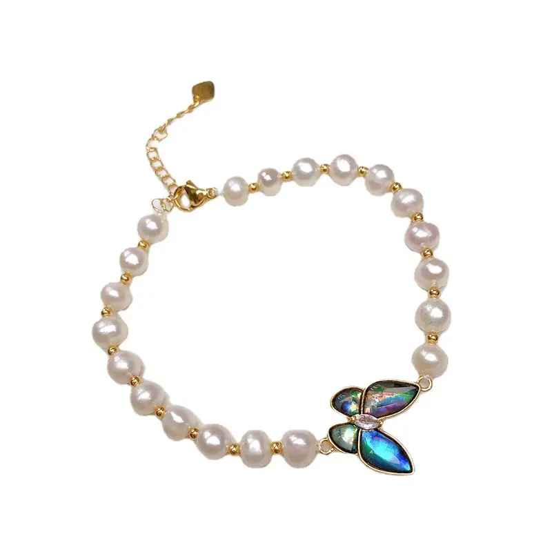 Women's Pearl Butterfly Ear Hook Bracelet Set