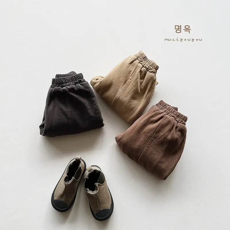 Winter Fleece Pants for Boys Girls Brown Beige Grey - Image 5