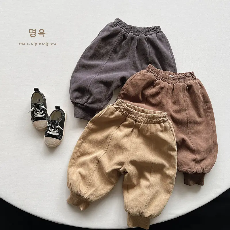 Winter Fleece Pants for Boys Girls Brown Beige Grey - Image 6