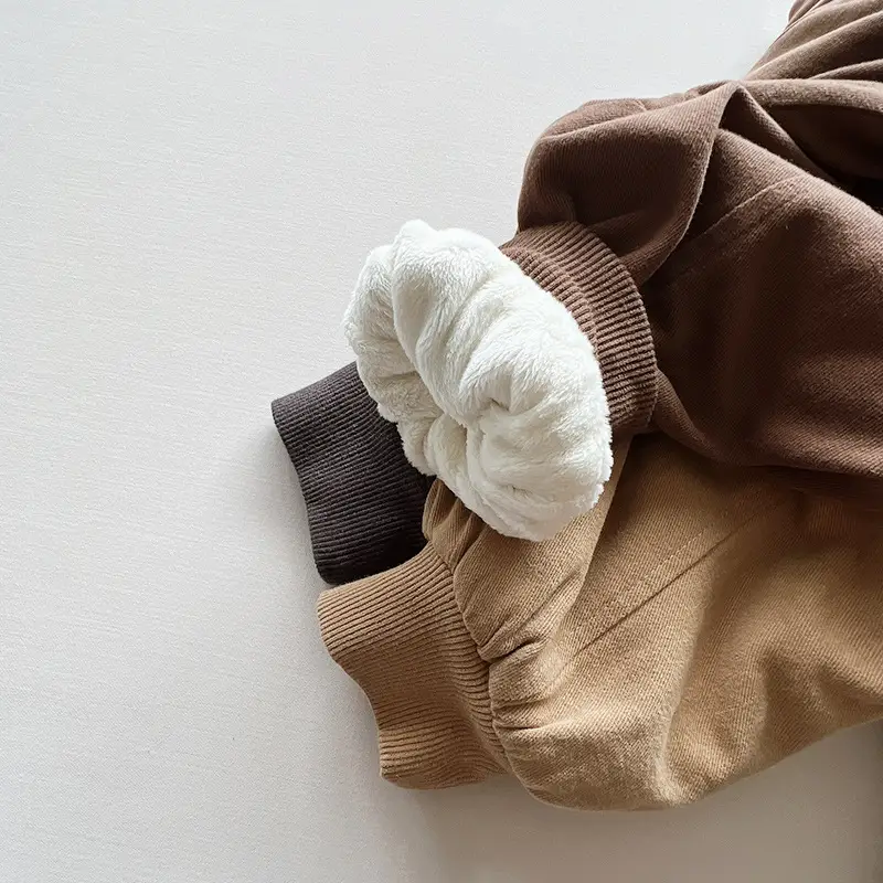 Winter Fleece Pants for Boys Girls Brown Beige Grey - Image 7