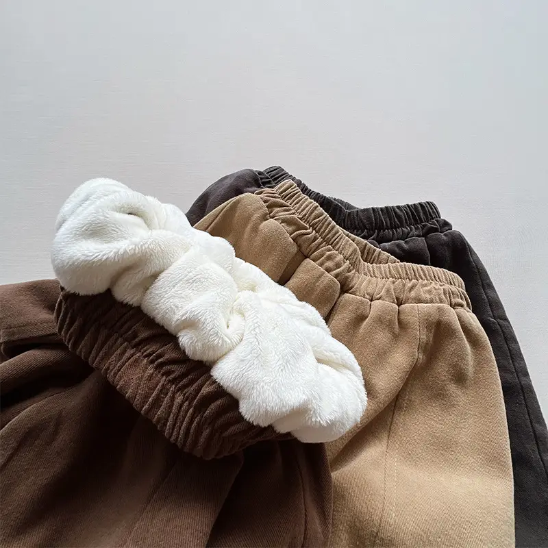 Winter Fleece Pants for Boys Girls Brown Beige Grey — feature 14
