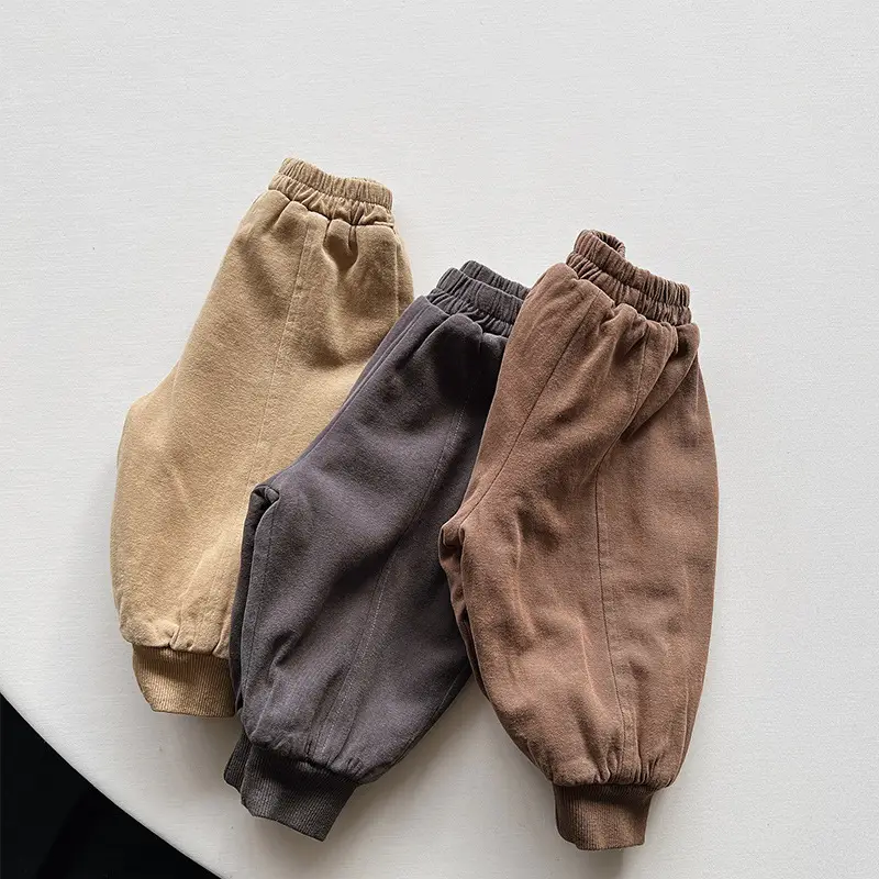 Winter Fleece Pants for Boys Girls Brown Beige Grey — feature 4