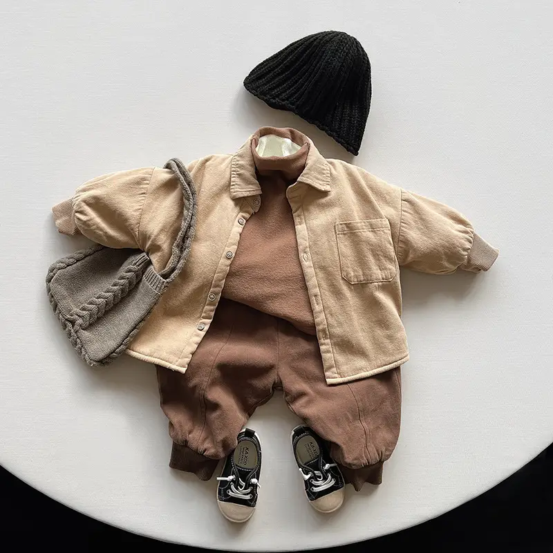 Winter Fleece Pants for Boys Girls Brown Beige Grey — feature 6