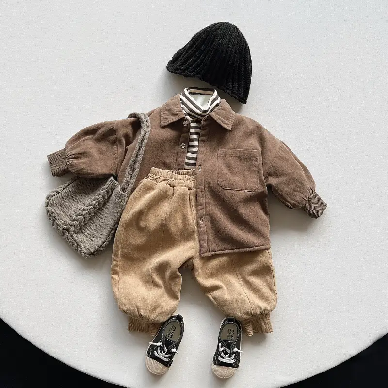 Winter Fleece Pants for Boys Girls Brown Beige Grey — feature 7