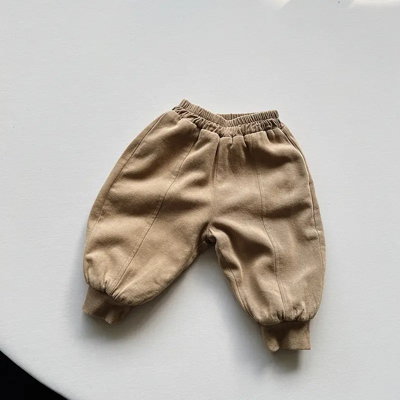 Winter Fleece Pants for Boys Girls Brown Beige Grey - Image 2