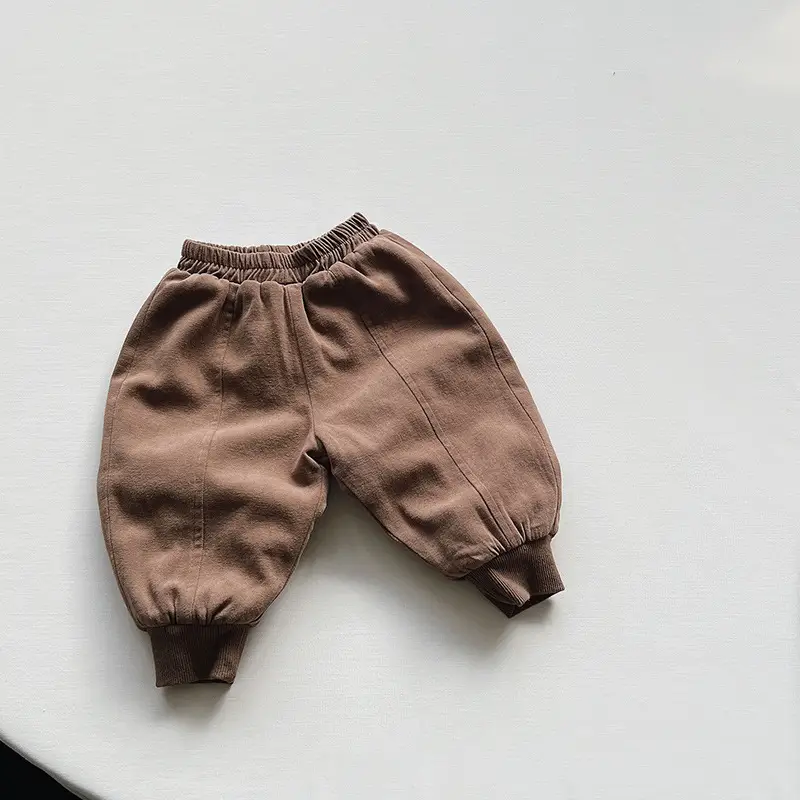 Winter Fleece Pants for Boys Girls Brown Beige Grey - Image 3