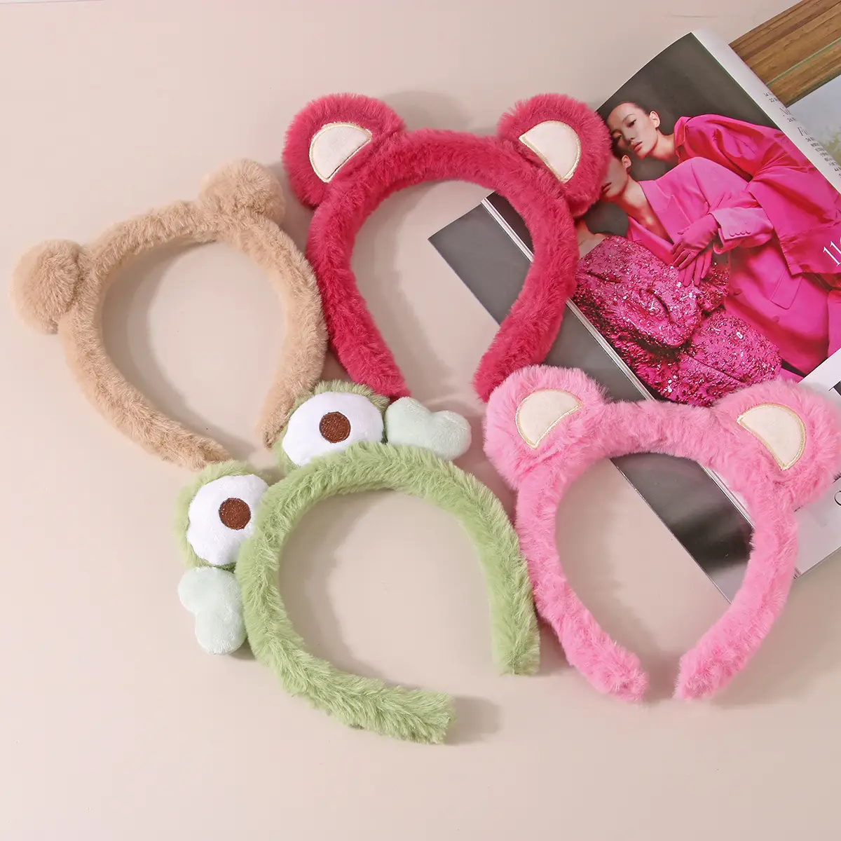 Cute Strawberry Bear Headband for Girls Makeup Mask — feature 17